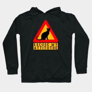 EXCUSE MY ATTITUDE CAT WARNING FUNNY SIGN Hoodie